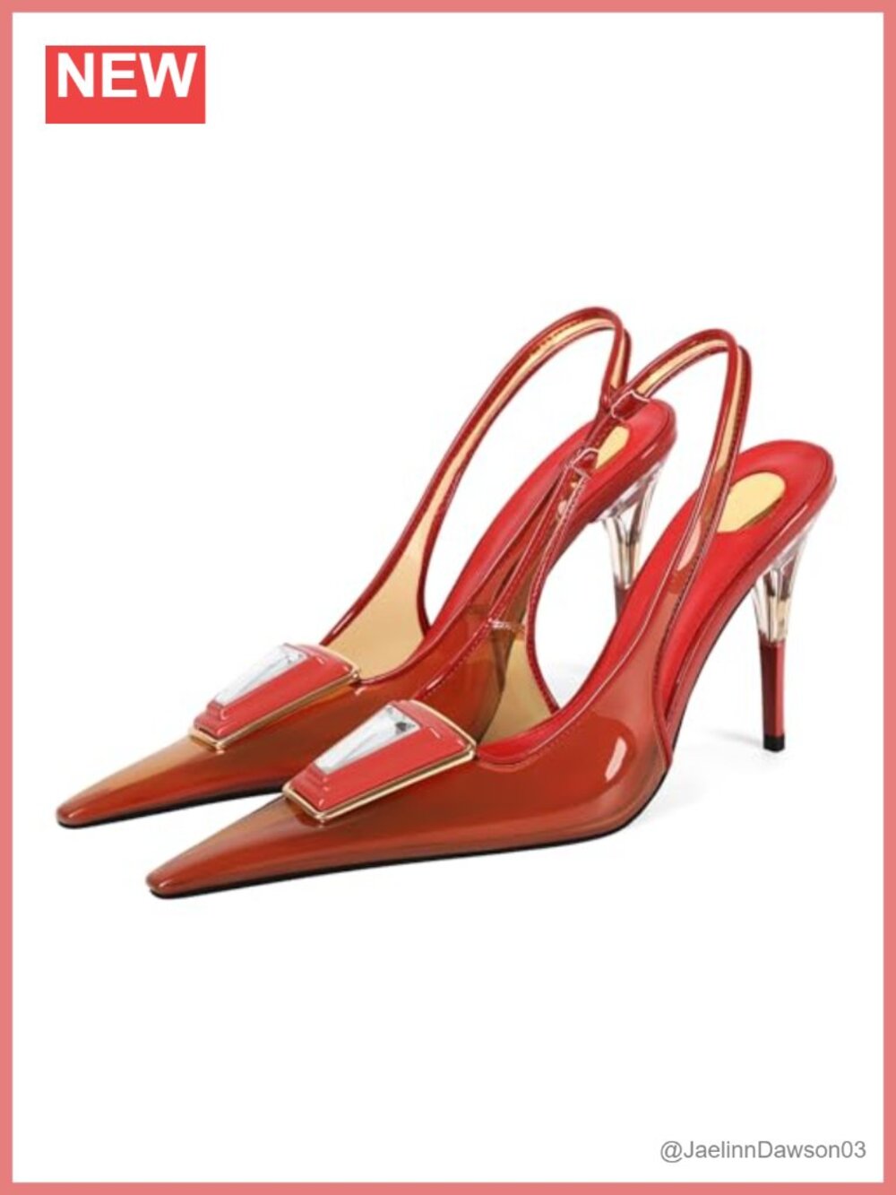 PVC Clear Pointed Toe Crystal Stiletto Heels Slingback Dress Pumps
